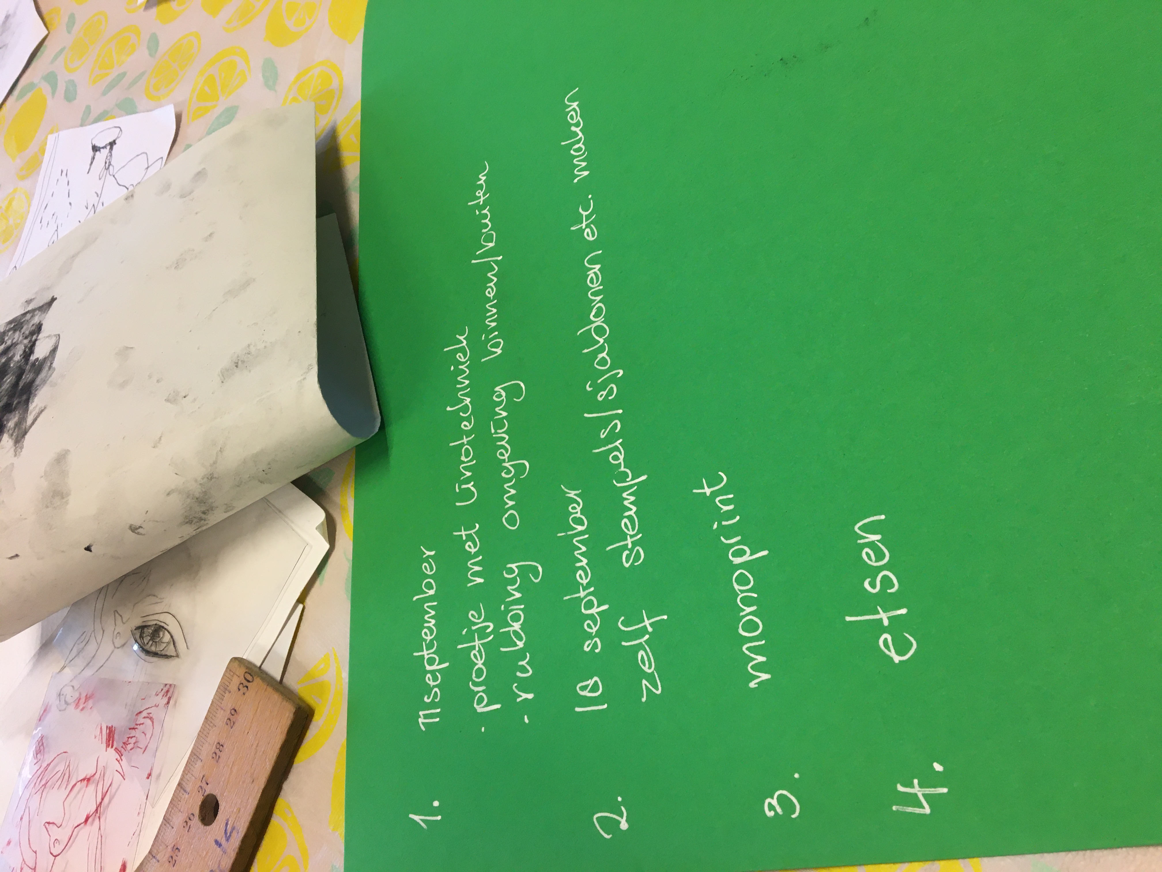 Atelier druktechnieken en tekenen